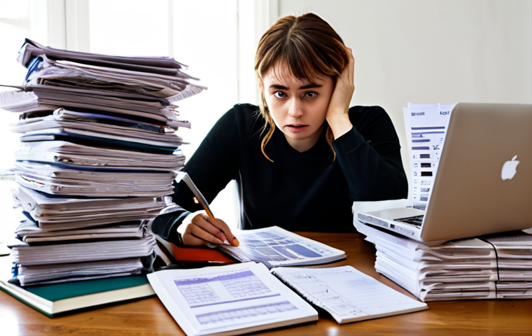 **
A person sitting at a desk covered in notebooks and books, looking overwhelmed. A laptop displays a messy spreadsheet titled "AI Skills Budget." Stacks of online course printouts and bookmarks are scattered around. The overall feeling is one of confusion and a need for organization.
**