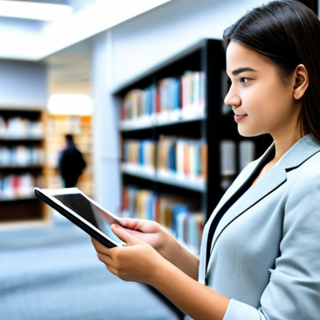 Personalized Learning**
"A student, fully clothed in casual study attire, is using a tablet with an AI tutor interface displayed. The background shows a bright, modern library setting with bookshelves and other students. The atmosphere is one of focused learning and individualized attention. Safe for work, appropriate content, professional image, perfect anatomy, correct proportions, natural pose, well-formed hands, proper finger count, natural body proportions, fully clothed, modest clothing."
**